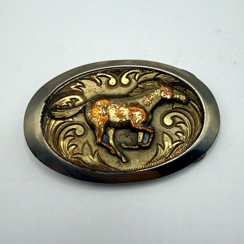 Western oval horse - horse, engraved