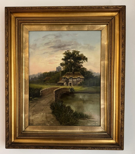 Antique 1901 large - , oil