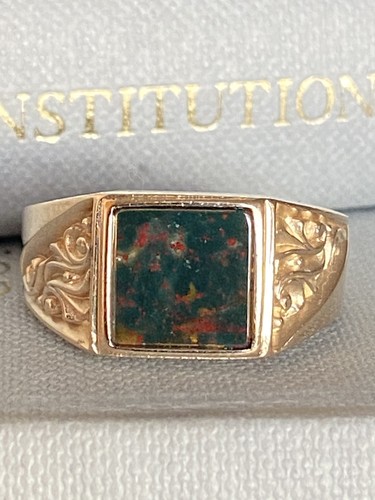 Gents 9ct gold bloodstone - gold, &