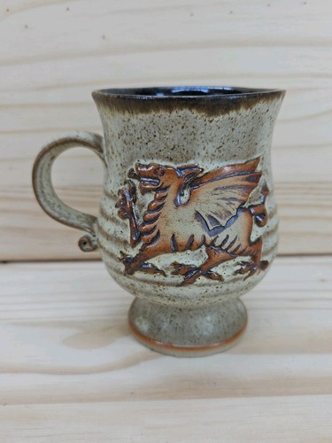 Studio pottery mug with dragon - with,