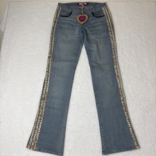 Vintage Voyage Passion Women's Stretch Fur Trim Flare Jeans Y2K Size 33 NWT