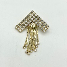 Rhinestone Arrow Brooch Gold