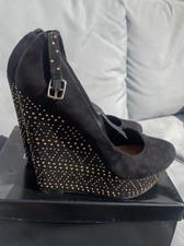 Women’s Wedge Sandals by Red Herring-Size 6 UK- Black With Gold Stud Design 