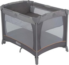 Graco Contour Bassinet Folding Travel Cot 2 Wheels/Mesh Netting Pebble  5605-1-T