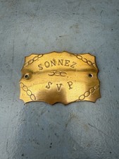 Antique French Brass Door Bell Plaque Sign Sonnez Svp Ring Please