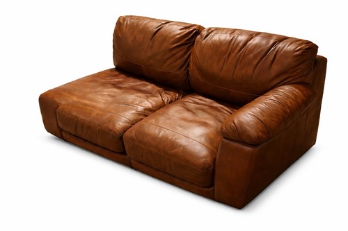 Brown leather corner sofa - leather,