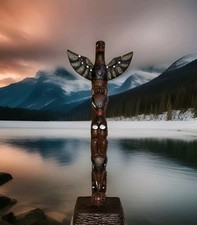 TOTEM POLE HAND CARVED  AND