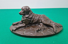 Large 27 cm Bronze Resin Golden Retriever Dog Figure Ornament Cold Cast A/F