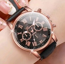 Ladies Watch Black Face Gold