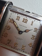 Movada Ermeto Purse Watch. Sterling Silver. Smooth Black Case. Working. 