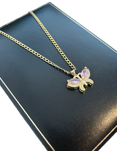 9ct gold butterfly pendant - gold,