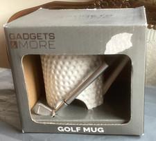 GADGETS & MORE BOXED WHITE GOLF MUG WITH SMALL SILVER & BLACK GOLF CLUB & BALL