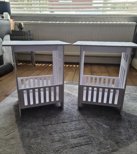 Pair white grey bedside - pair,
