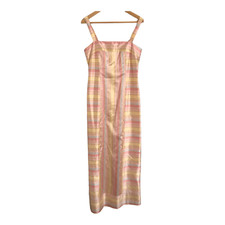 Paule Vasseur Paris Vintage 100% Silk Sleeveless Shift Summer Maxi Dress Pink Ye