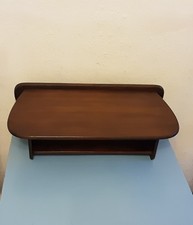 Vintage Mid Century Floating Bedside Shelf Telephone Shelf Dark Teak