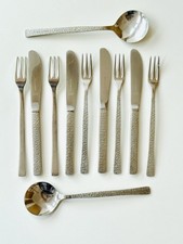 11 pieces of Viners Studio Cutlery designed by Gerald Benney Bark Texture