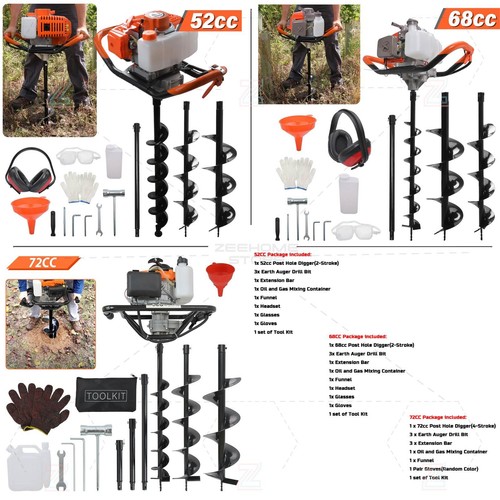 Petrol earth auger borer - auger, &