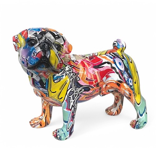 Graffiti art pug figurine - art,