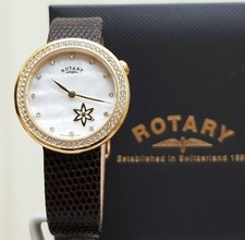 NEW Rotary Ladies Watch Mother of Pearl dial Brown Leather strap RRP £180 BOXED