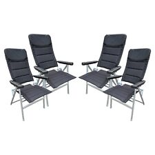 4 x Reclining Padded Deluxe Aluminium Folding Chair caravan fishing garden