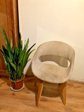 Orbit Rotating Swivel Chair By The Futon Company Cream Beige w/damage to fabric