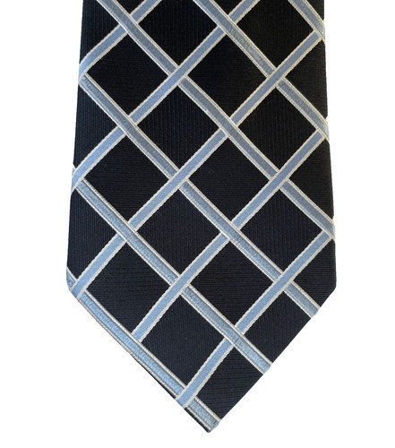 Woven silk check tie - silk,