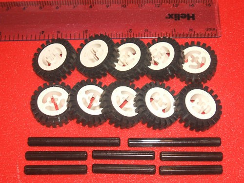 Lego white wheels with - white,