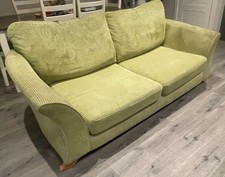DFS Sofa 3-Piece suite In Light Green Cord And Butterfly Print Includes ottoman