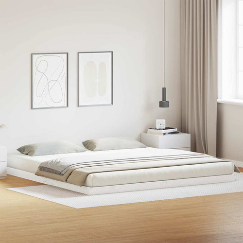 Floor bed frame white solid - bed,