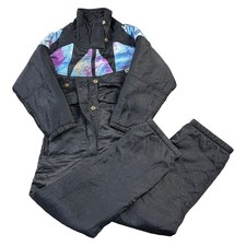 Vintage Pro Line One Piece Ski Snowboard Suit Retro 90s Black Womens Small