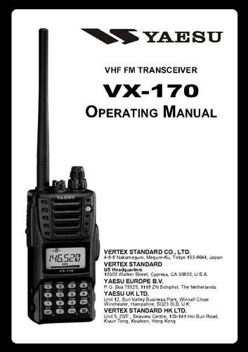 Yaesu 170 instruction - yaesu, vx-170