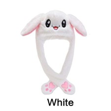 Cute Rabbit Bunny Hat Plush Animal Ear Hat Moving Ears Pressing with Airbag Cap