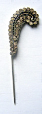 Vintage art deco 1930s hallmarked silver hat flash hatpin diamante & blue stones