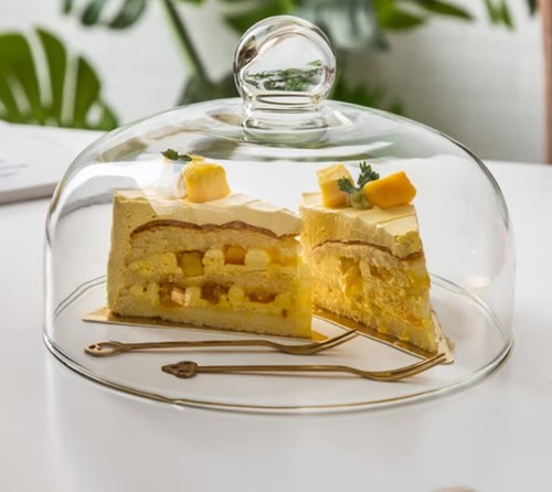 Glass cake dome dessert - glass,