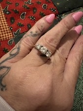 2.44 Carat Lab Created Diamond Trilogy Engagement Ring Platinum Plated 925 N 