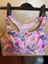 Skechers Pink GoWalk Seascape Floral Zip Front Bra Size L