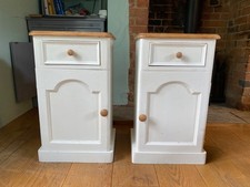 Pair of Vintage Pine and Painted Bedside Cabinets Cupboard Drawers