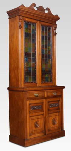 Tall walnut narrow bookcase - tall,