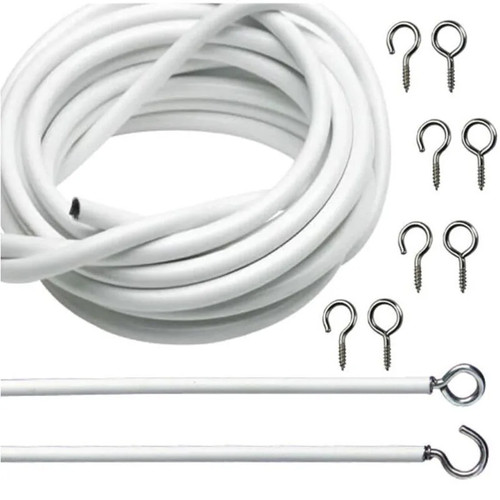 White net curtain wire - white,