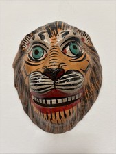 Indian Tiger Papier Mache Mask Vintage Hand Painted Decor