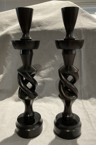 Pair vintage dark wooden - pair,