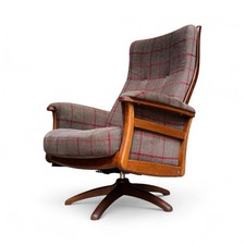 ERCOL ARMCHAIR SOLID ELM GINA MODEL SWIVEL AND RECLINE C1970s SUPERIOR QUALITY