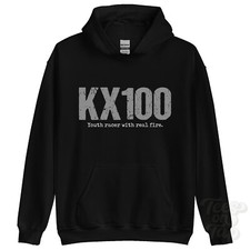 KX100: Youth racer with real fire hoodie motorcycle biker