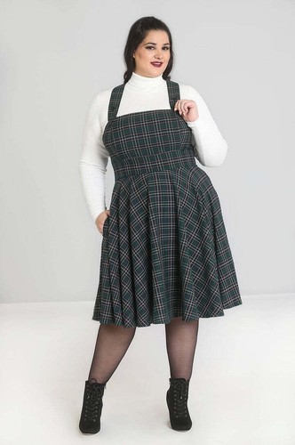 Peebles pinafore dress green - dress,