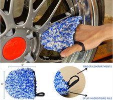 2 x Car Alloy Wheel Cleaning Mitts - Microfibre