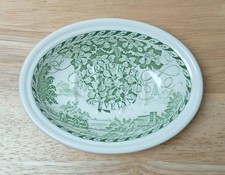 Masons Crabtree & Evelyn London Ceramic Green & White Oval Soap Dish