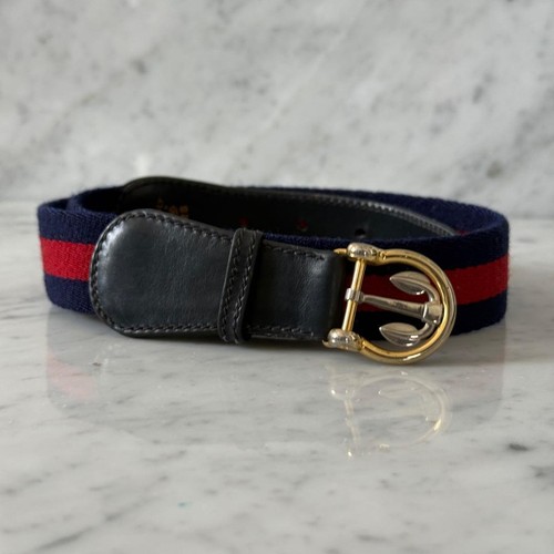 Gucci belt navy canvas - gucci, leather