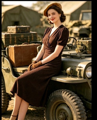 Vintage 1940s style brown - 1940s,