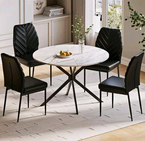 Marble effect drop leaf round - marble,
