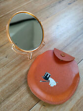Vintage  FOLDING TRAVEL MIRROR: DOUBLE SIDED with LEATHER CASE mid 20th century